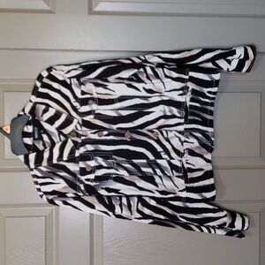 Metrostyle animal print linen blend button Long sleeve jacket size 16
